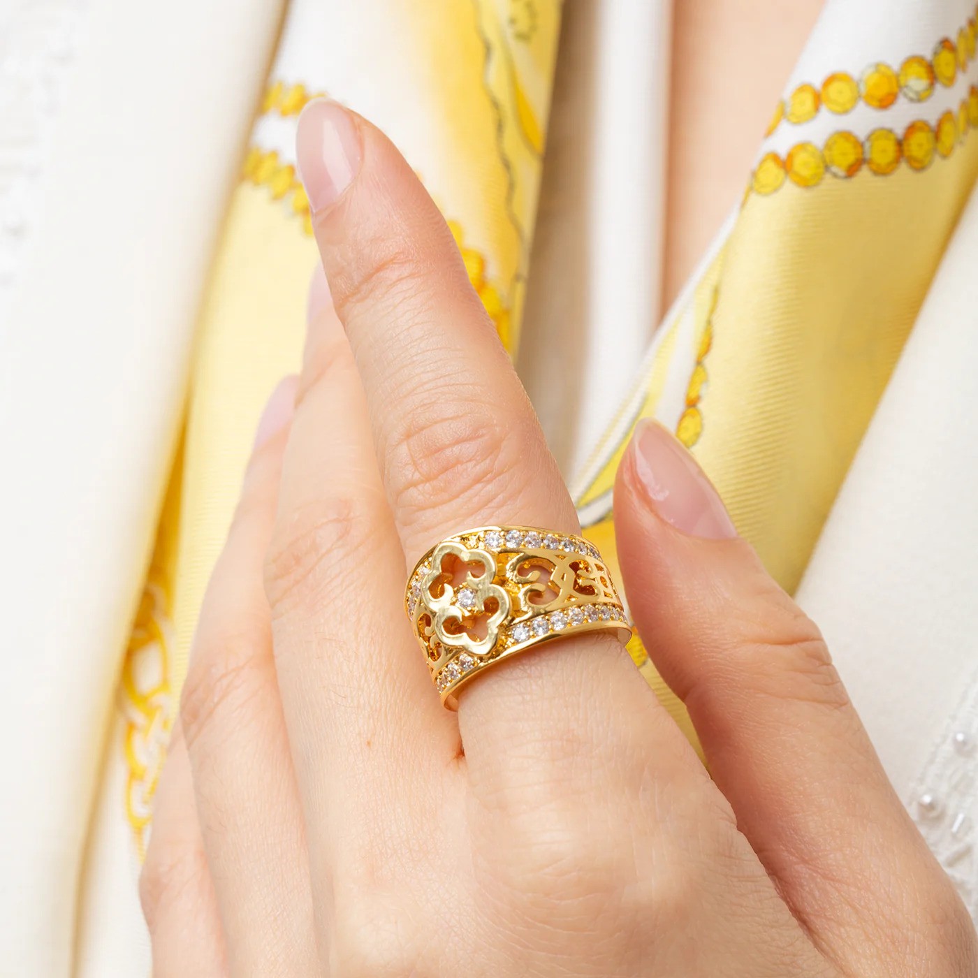 Nhẫn Bát Trà Sữa Mông Cổ - Vàng