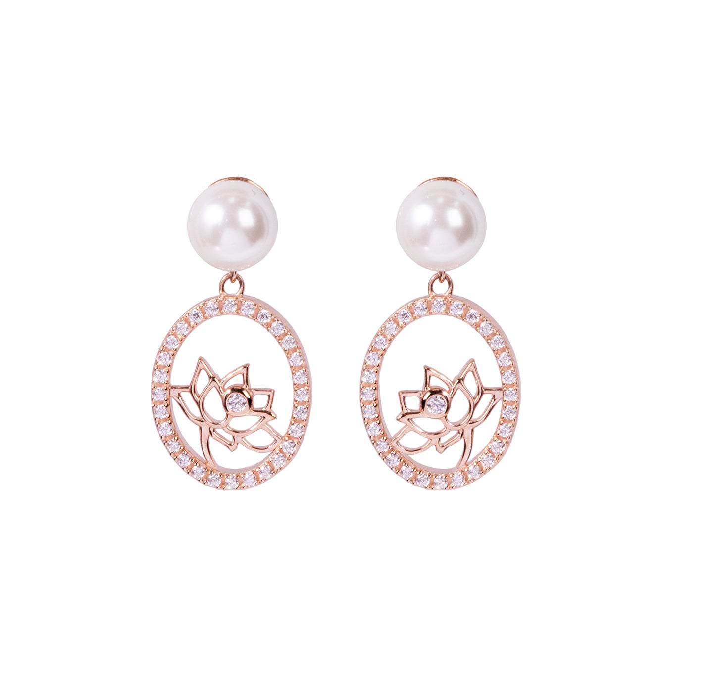 Bông tai Tiên Nữ Hoa Sen - Vàng hồng - Dáng giọt nước