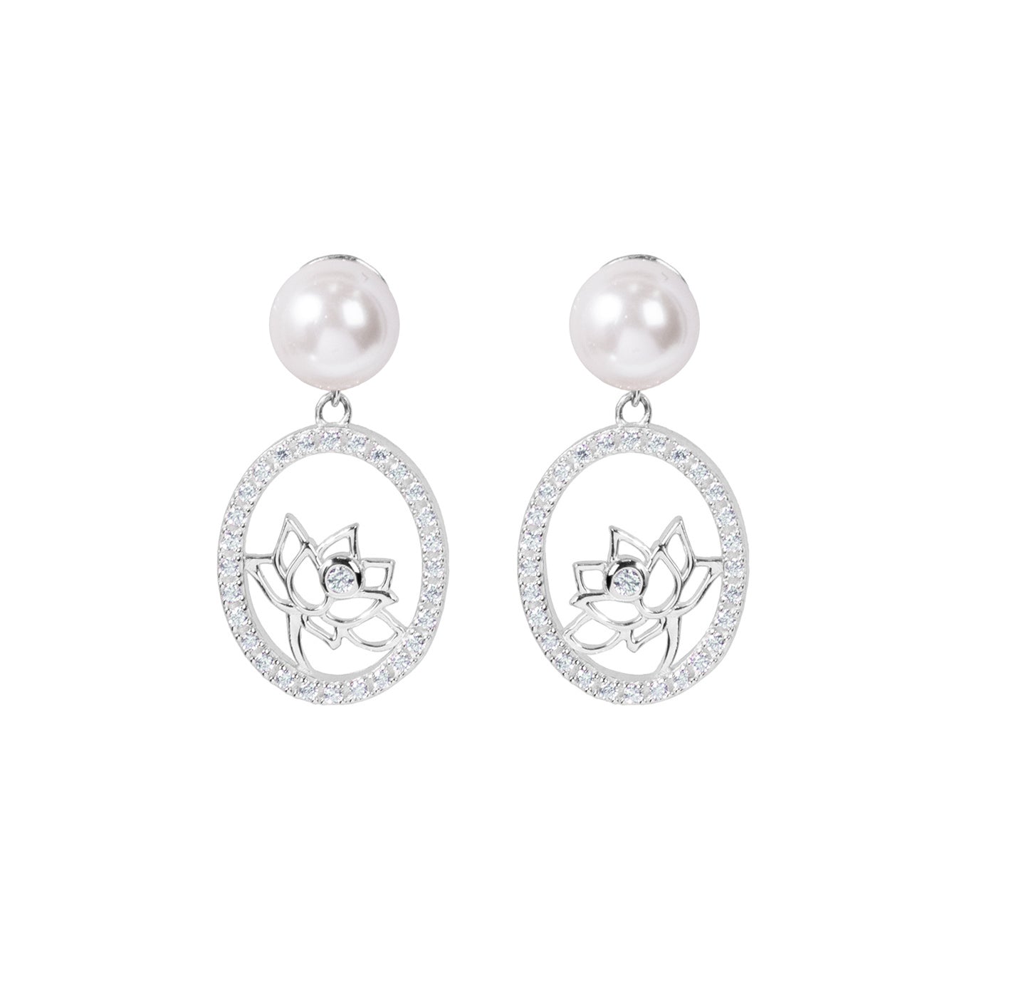 Bông tai Tiên Nữ Hoa Sen - Bạc - Dáng giọt nước