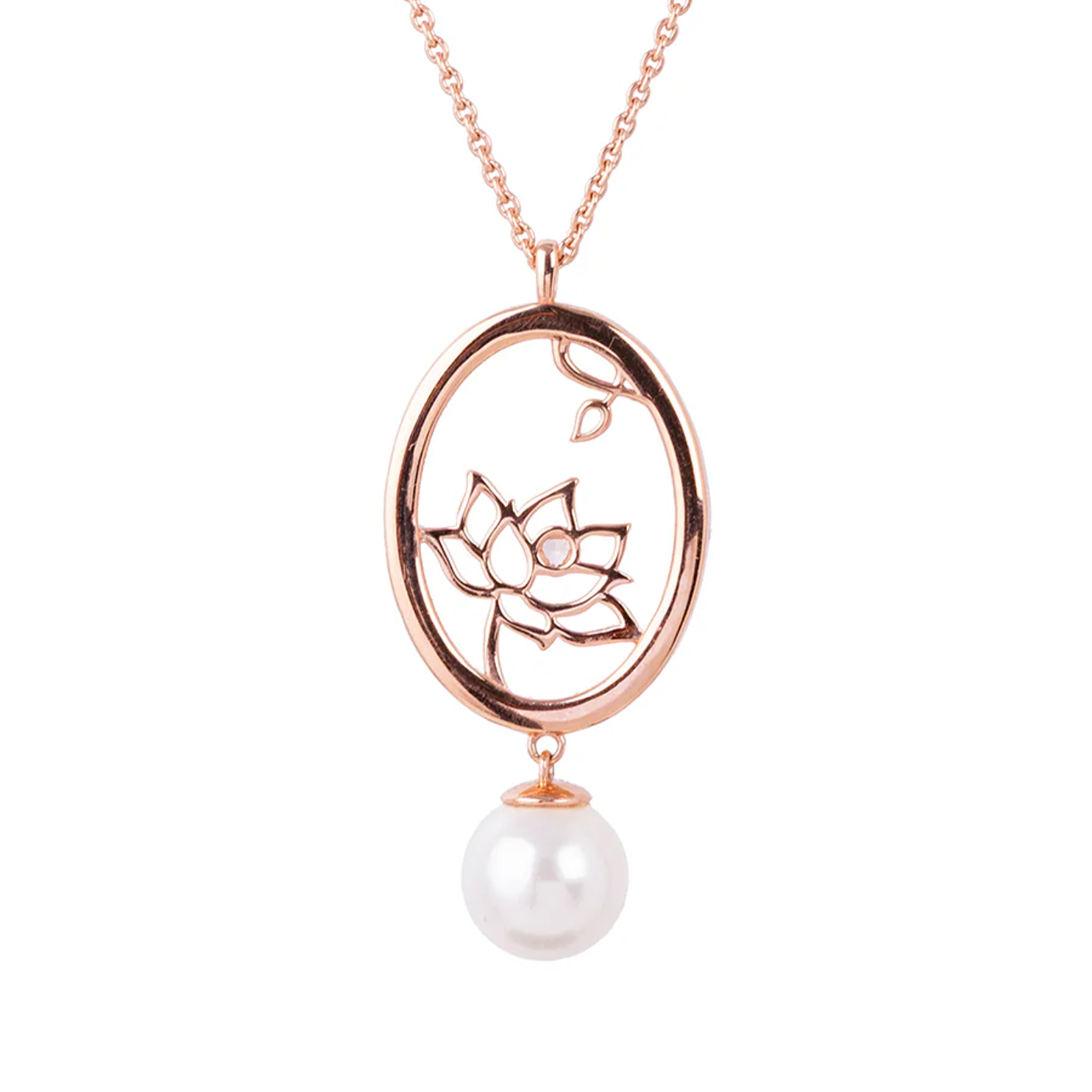 Dây chuyền Oval Tiên Nữ Hoa Sen - Vàng hồng