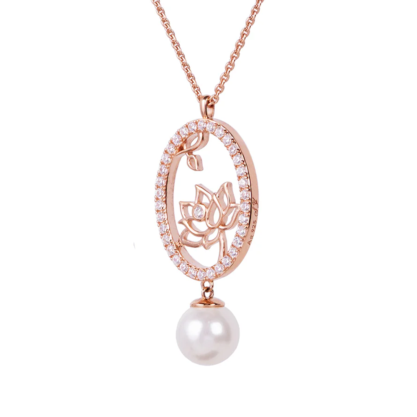 Dây chuyền Oval Tiên Nữ Hoa Sen - Vàng hồng