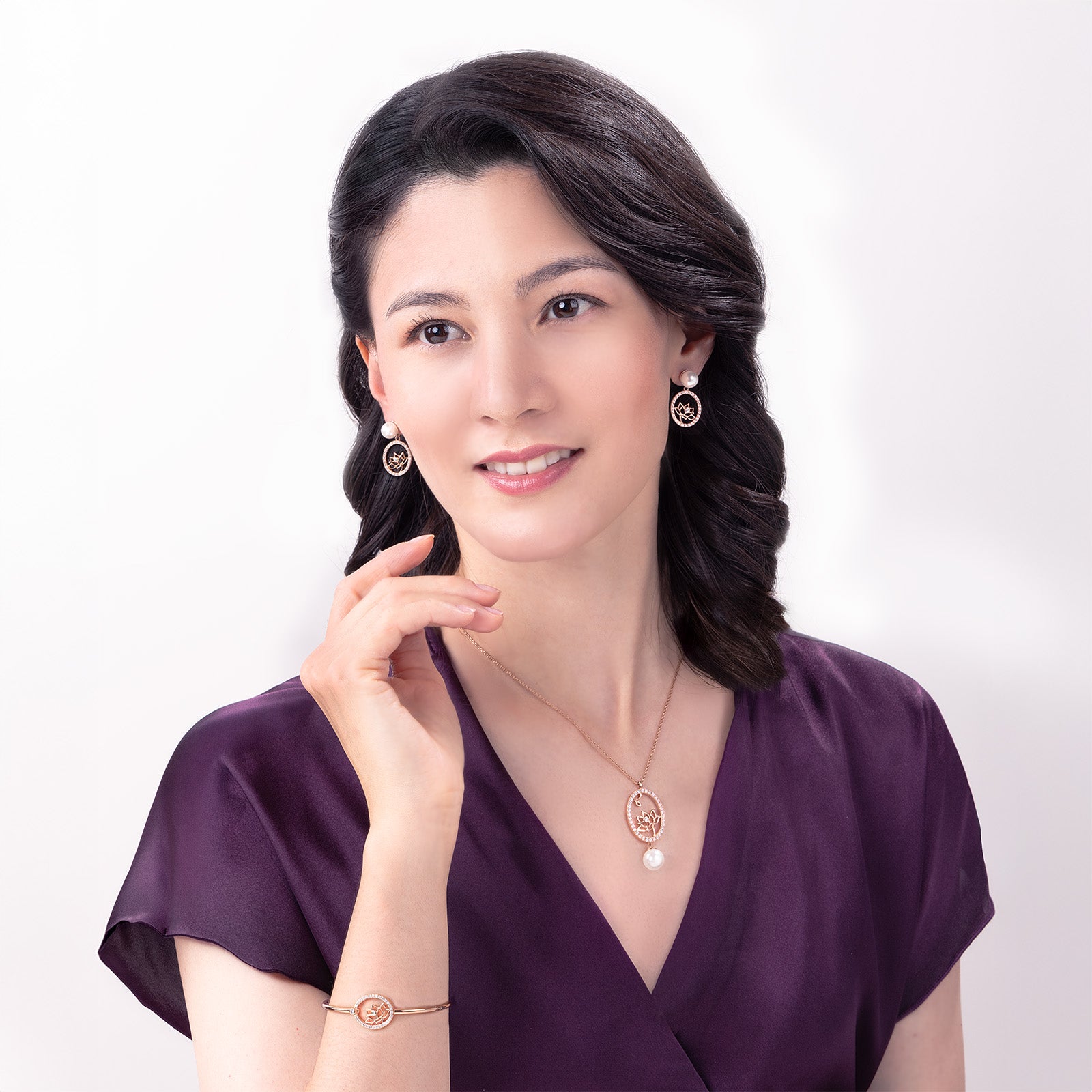 Bông tai Tiên Nữ Hoa Sen - Vàng hồng - Dáng giọt nước