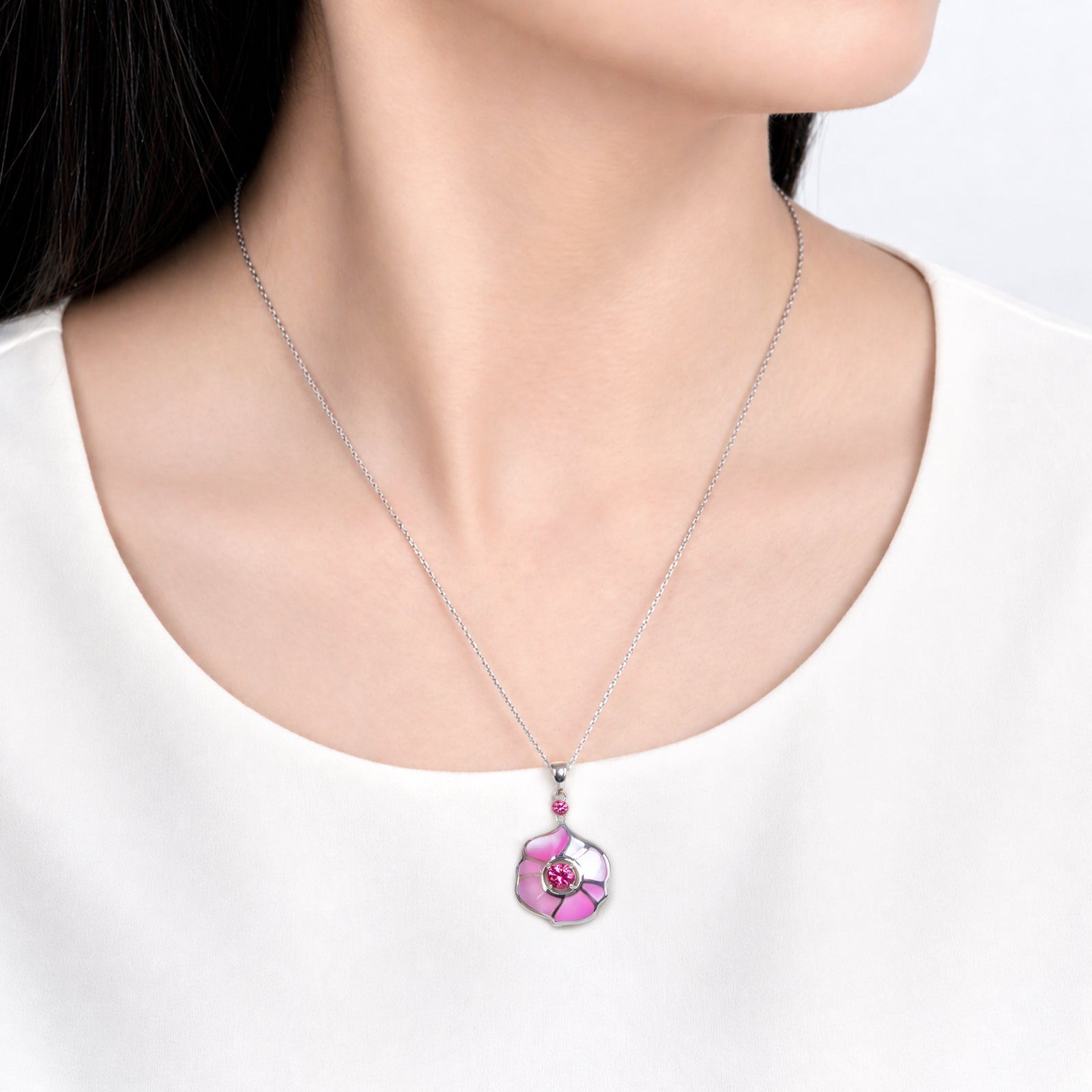 Dây chuyền Vũ Vận Hoa Khai - Màu hồng
