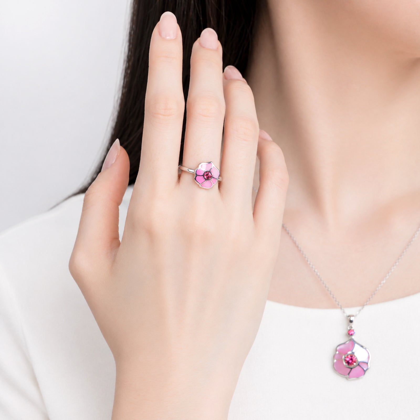 Nhẫn Vũ Vận Hoa Khai - Hồng