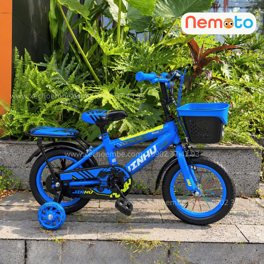Xe Đạp Bé Trai Jin 12, 16 Inch Có Giỏ Và Bánh Phụ
