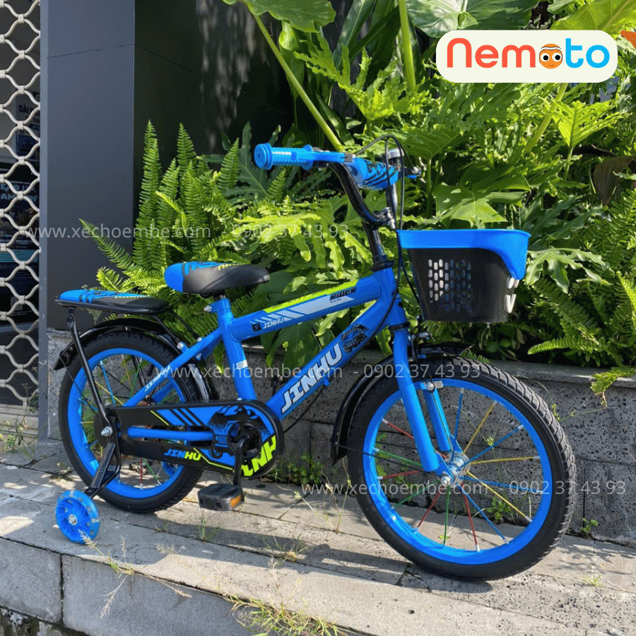 Xe Đạp Bé Trai Jin 12, 16 Inch Có Giỏ Và Bánh Phụ