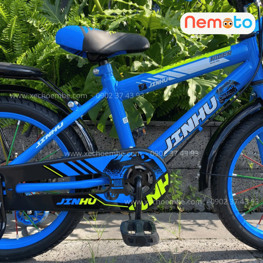Xe Đạp Bé Trai Jin 12, 16 Inch Có Giỏ Và Bánh Phụ