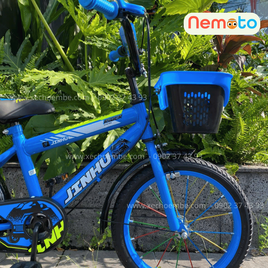 Xe Đạp Bé Trai Jin 12, 16 Inch Có Giỏ Và Bánh Phụ