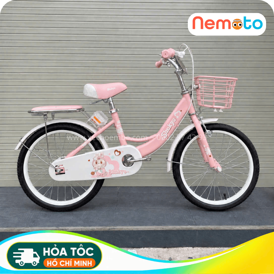 Xe Đạp Bé Gái Shukyo Labubu 18, 20 Inch Có Giỏ, Yên Sau