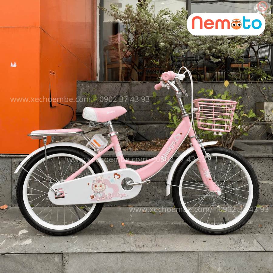 Xe Đạp Bé Gái Shukyo Labubu 18, 20 Inch Có Giỏ, Yên Sau
