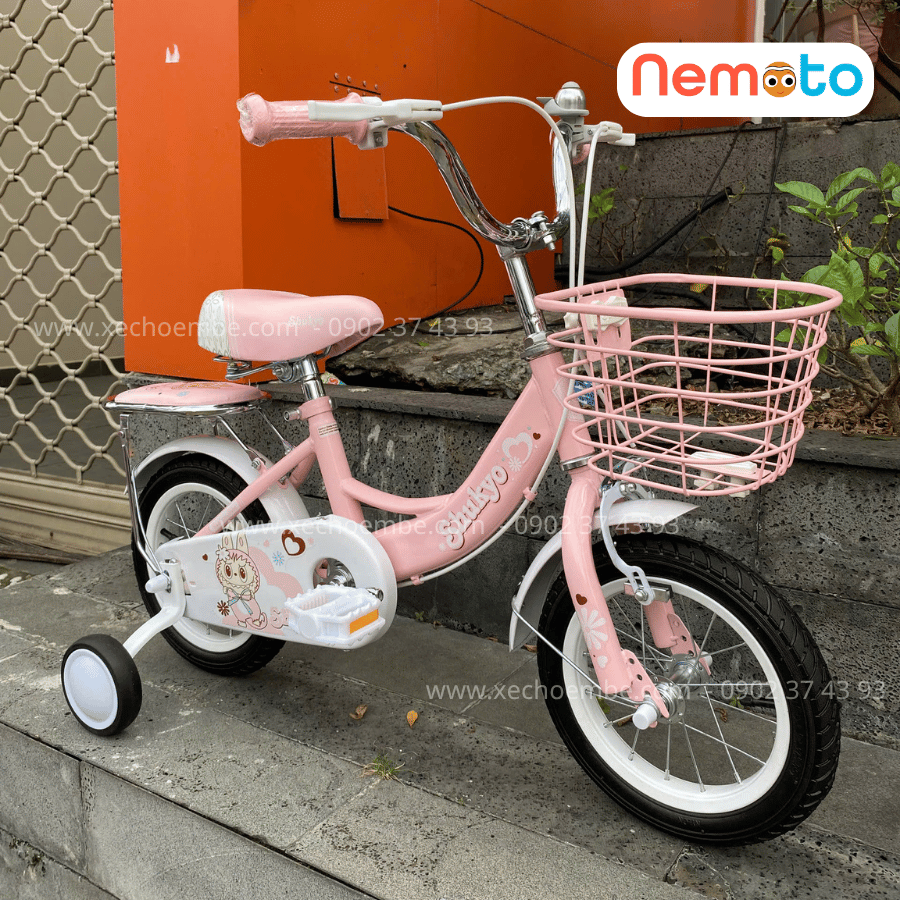 Xe Đạp Bé Gái Shukyo Labubu 12, 14, 16 Inch Có Bánh Phụ