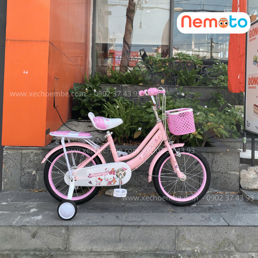 Xe Đạp Bé Gái Xinh Xắn Shukyo Kitty Size 12-14-16 inch Có Bánh Phụ