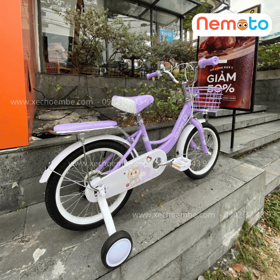 Xe Đạp Bé Gái Shukyo Labubu 12, 14, 16 Inch Có Bánh Phụ