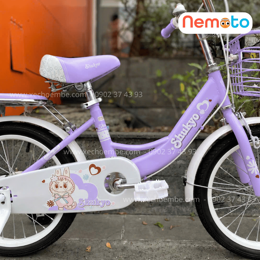 Xe Đạp Bé Gái Shukyo Labubu 18, 20 Inch Có Giỏ, Yên Sau
