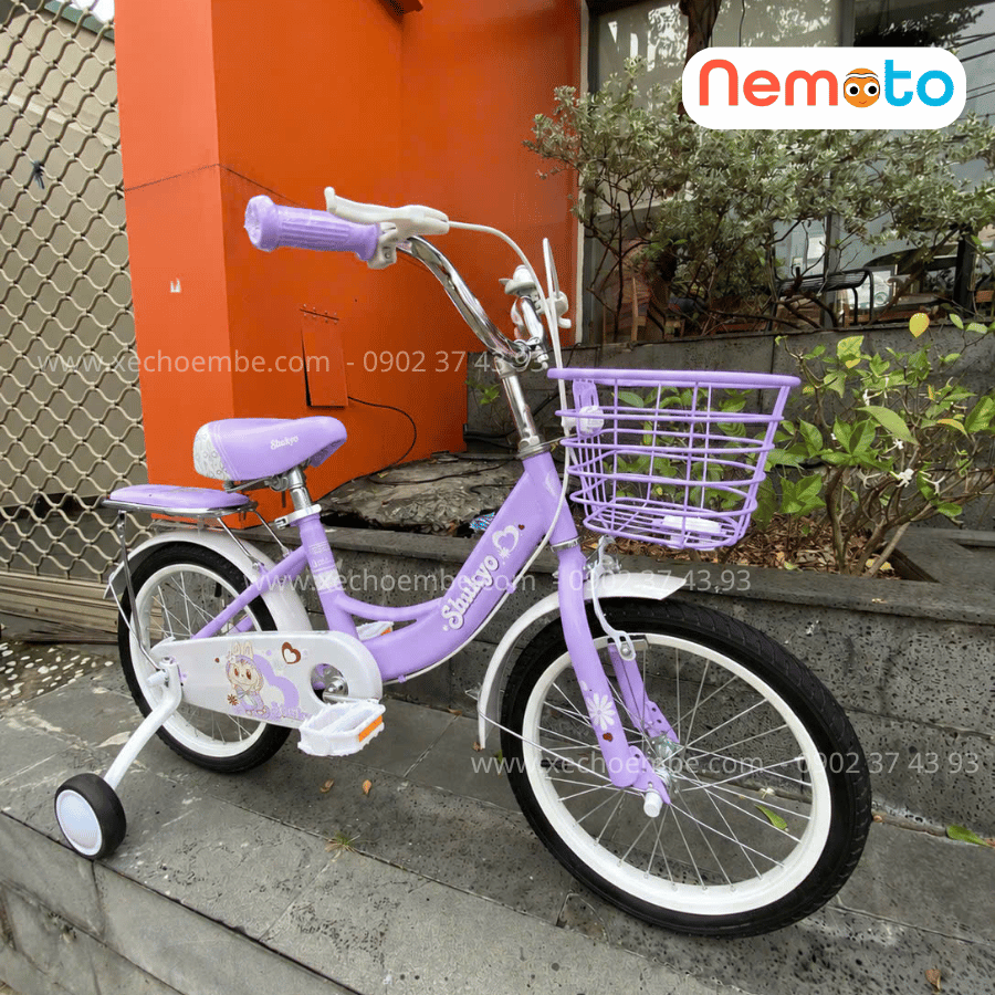 Xe Đạp Bé Gái Shukyo Labubu 12, 14, 16 Inch Có Bánh Phụ