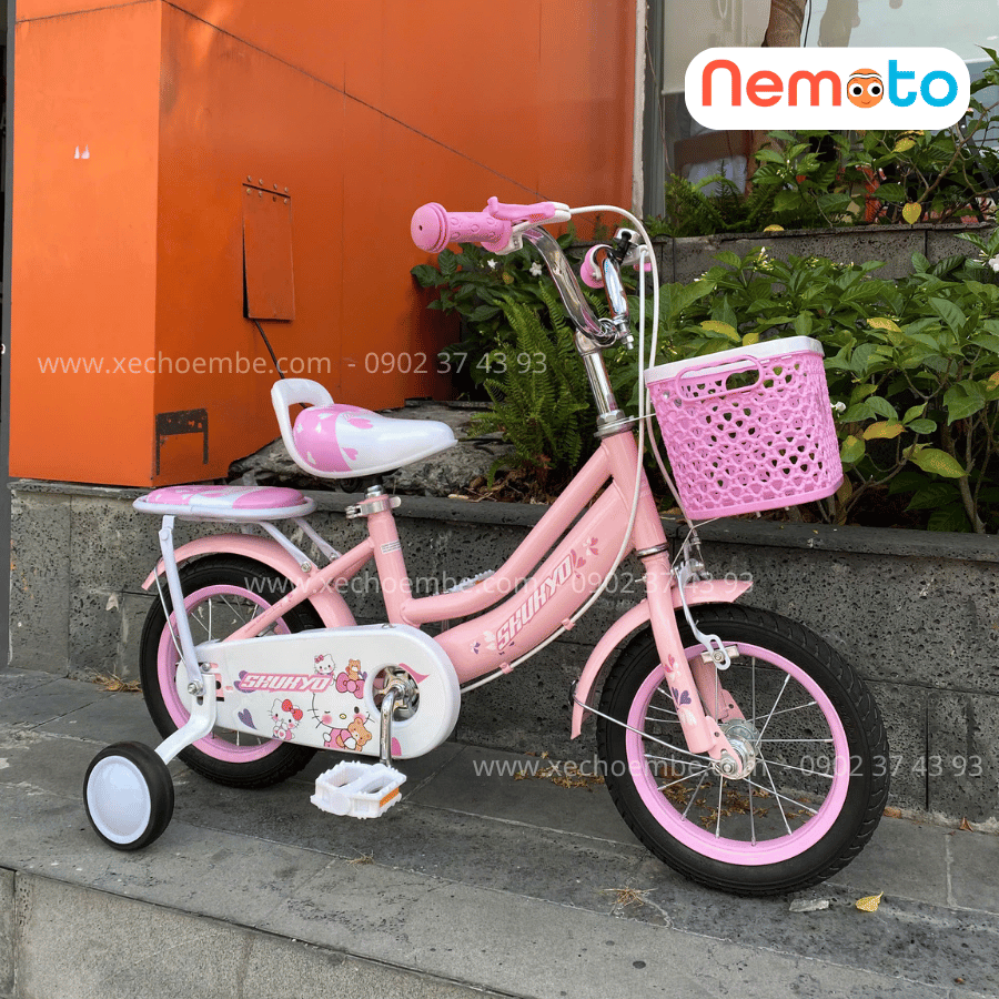 Xe Đạp Bé Gái Xinh Xắn Shukyo Kitty Size 12-14-16 inch Có Bánh Phụ