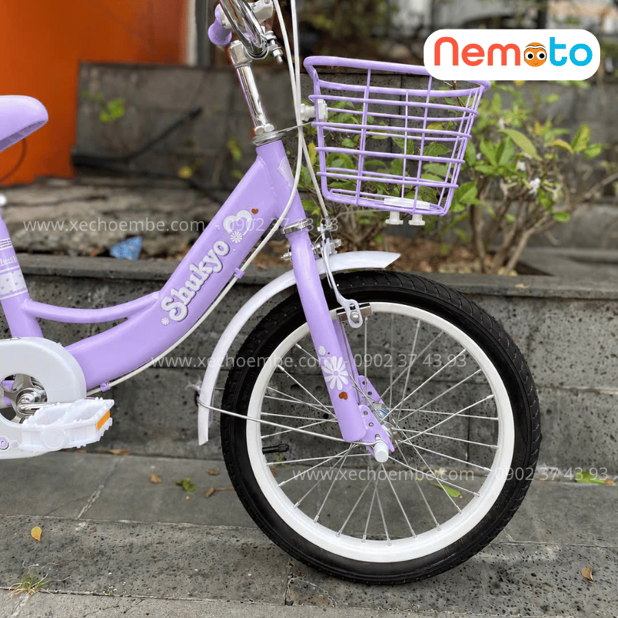 Xe Đạp Bé Gái Shukyo Labubu 12, 14, 16 Inch Có Bánh Phụ