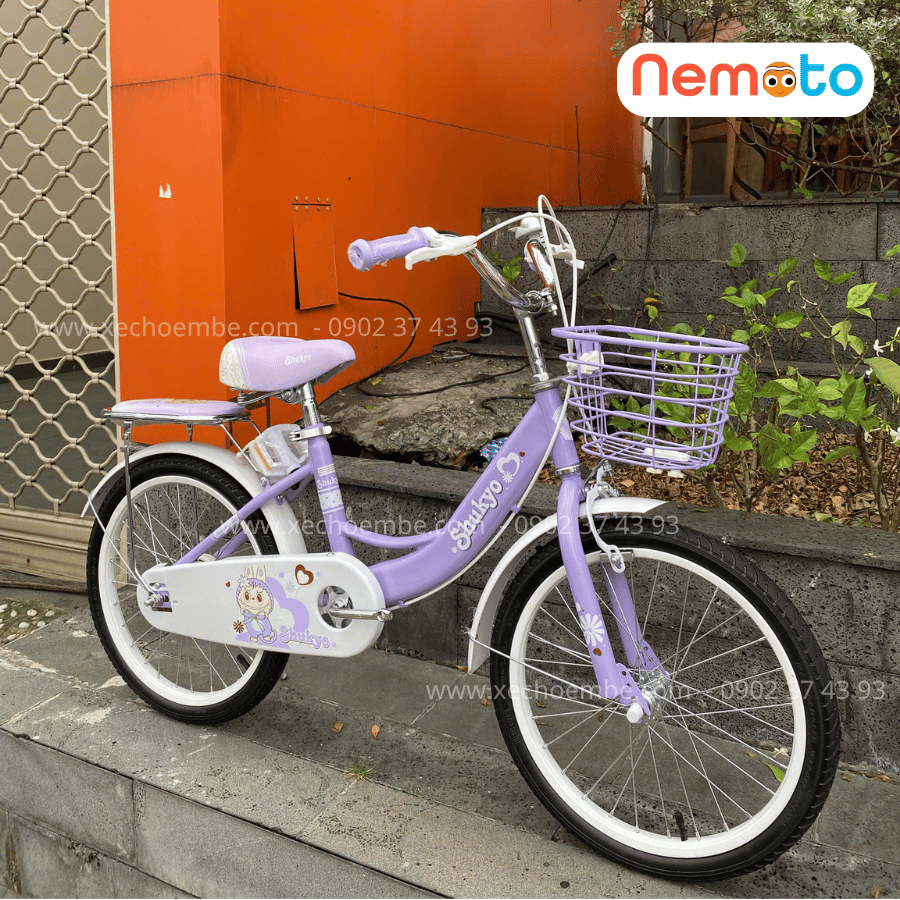 Xe Đạp Bé Gái Shukyo Labubu 18, 20 Inch Có Giỏ, Yên Sau