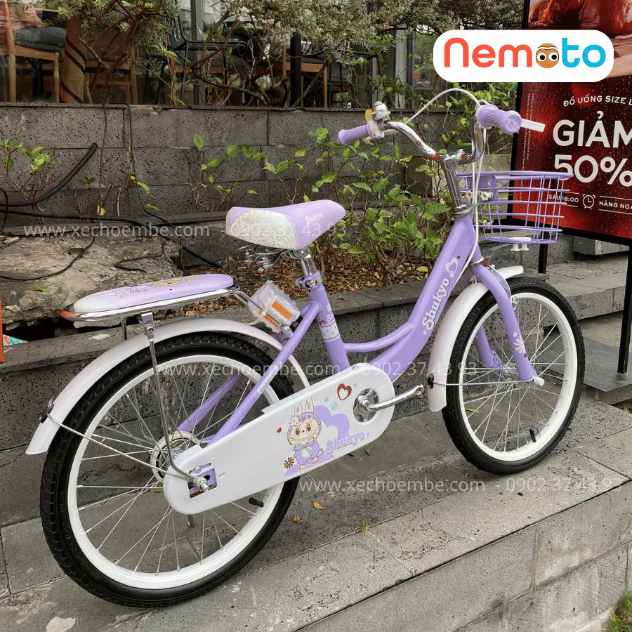 Xe Đạp Bé Gái Shukyo Labubu 18, 20 Inch Có Giỏ, Yên Sau