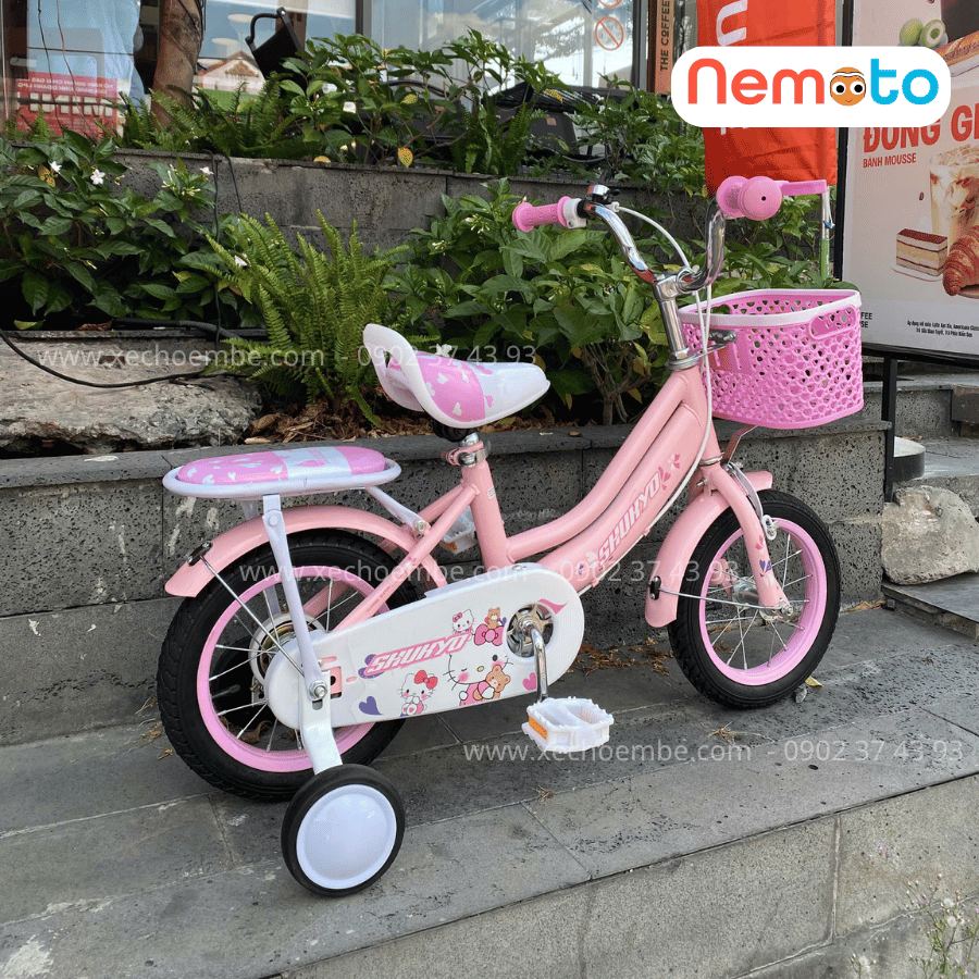 Xe Đạp Bé Gái Xinh Xắn Shukyo Kitty Size 12-14-16 inch Có Bánh Phụ