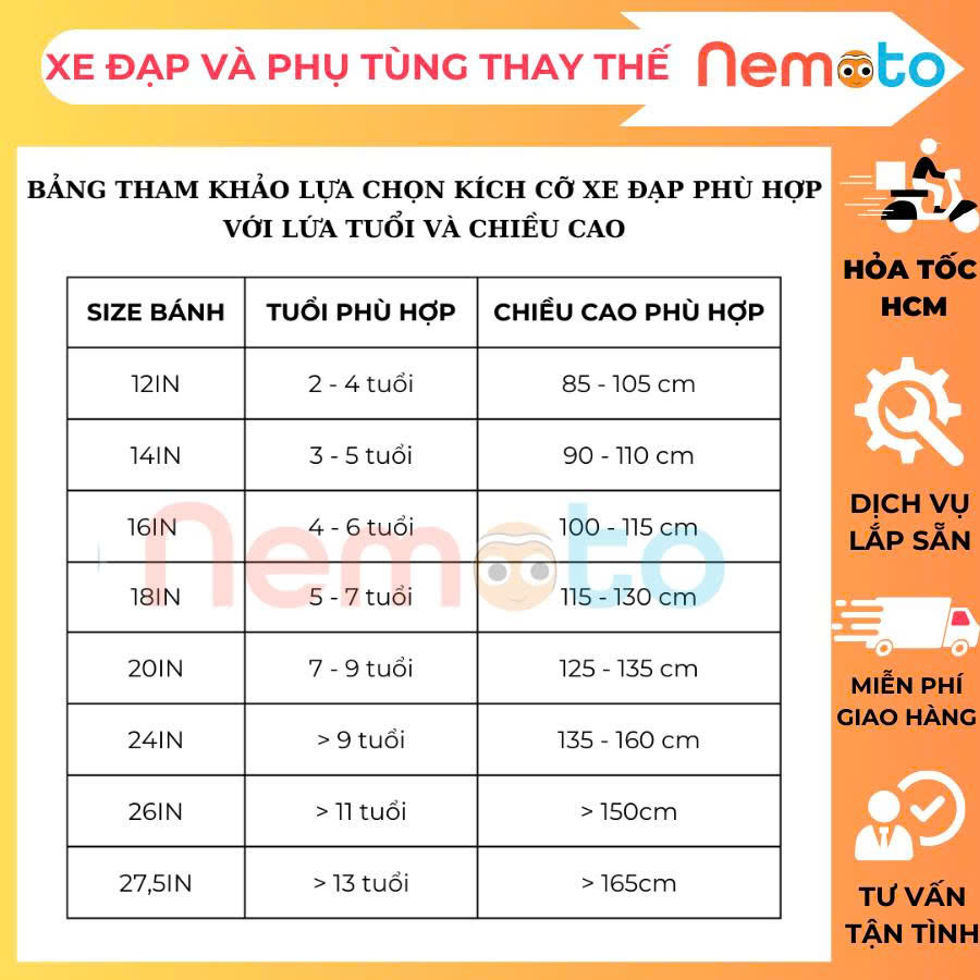 Xe Đạp Trẻ Em Thể Thao 12, 14, 16 Inch Có Giỏ, Baga Sau