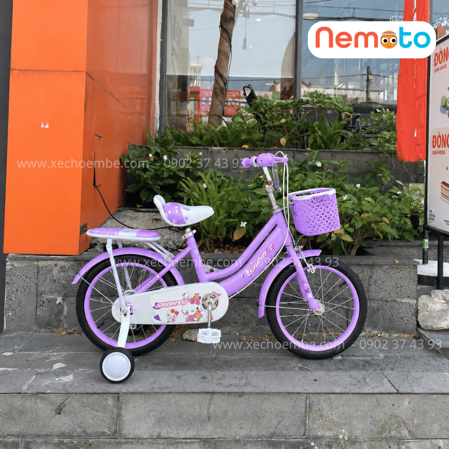 Xe Đạp Bé Gái Xinh Xắn Shukyo Kitty Size 12-14-16 inch Có Bánh Phụ