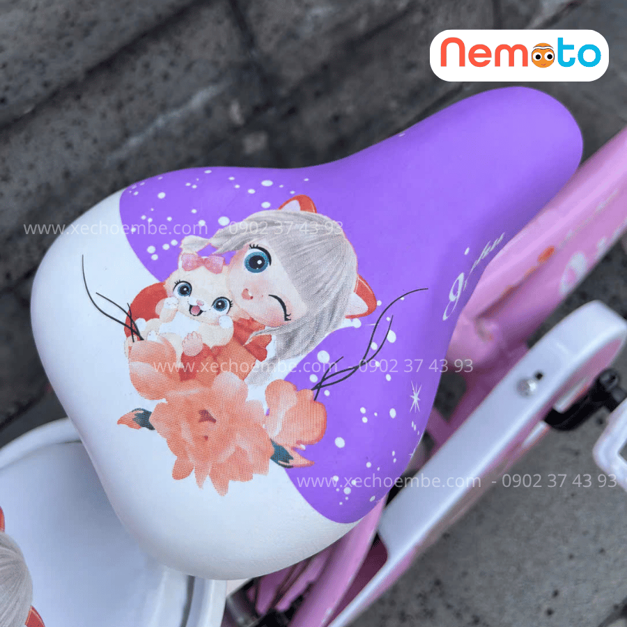 Xe Đạp Bé Gái Jin 12, 14, 16 Inch Có Giỏ Và Bánh Phụ