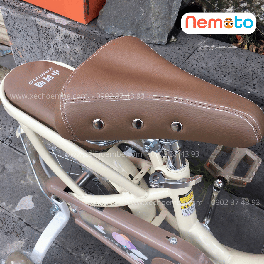 Xe Đạp Trẻ Em Xaming  C1 màu be - Size 12-14-16 Inch Có Giỏ Và Bánh Phụ