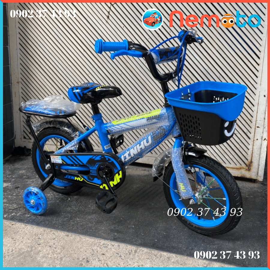 Xe Đạp Bé Trai Jin 12, 16 Inch Có Giỏ Và Bánh Phụ