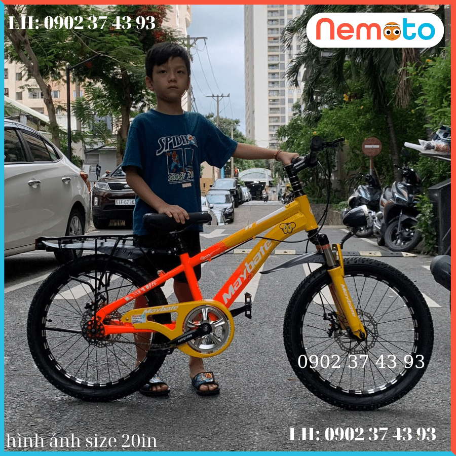 Xe Đạp Nam 2 Gióng Thời Trang, Phuột Nhún, Thắng Đĩa Kèm Đèn  Size 20 -Mã MAY20