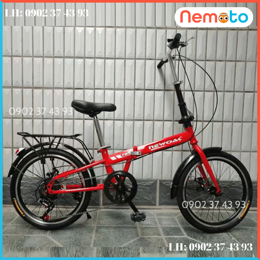 Xe Đạp Nam Nữ Gấp Gọn Newoak Cao Cấp , Tay Đề ,Thắng Đĩa  Size 20inch - Mã NEWOAK- 20