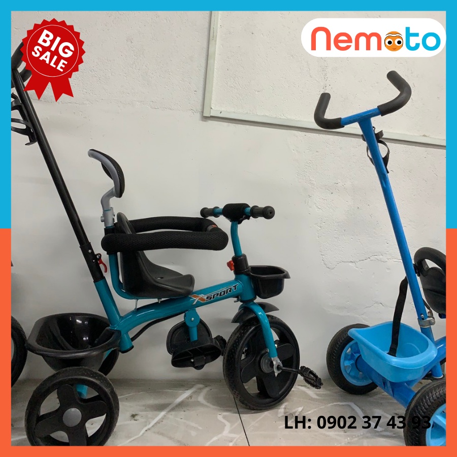 Xe 3 bánh tay đẩy tiện lợi, khung sườn chắc chắn, cho bé từ 10 tháng tuổi - 5 tuổi