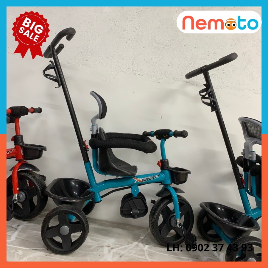Xe 3 bánh tay đẩy tiện lợi, khung sườn chắc chắn, cho bé từ 10 tháng tuổi - 5 tuổi