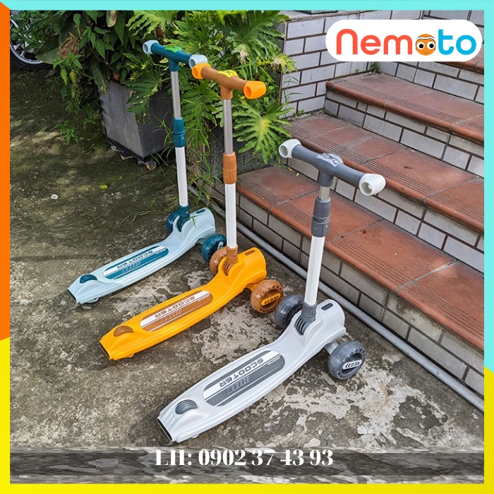 Xe trượt Scooter 3 bánh có đèn, nhạc cao cấp, tải trọng 60kg