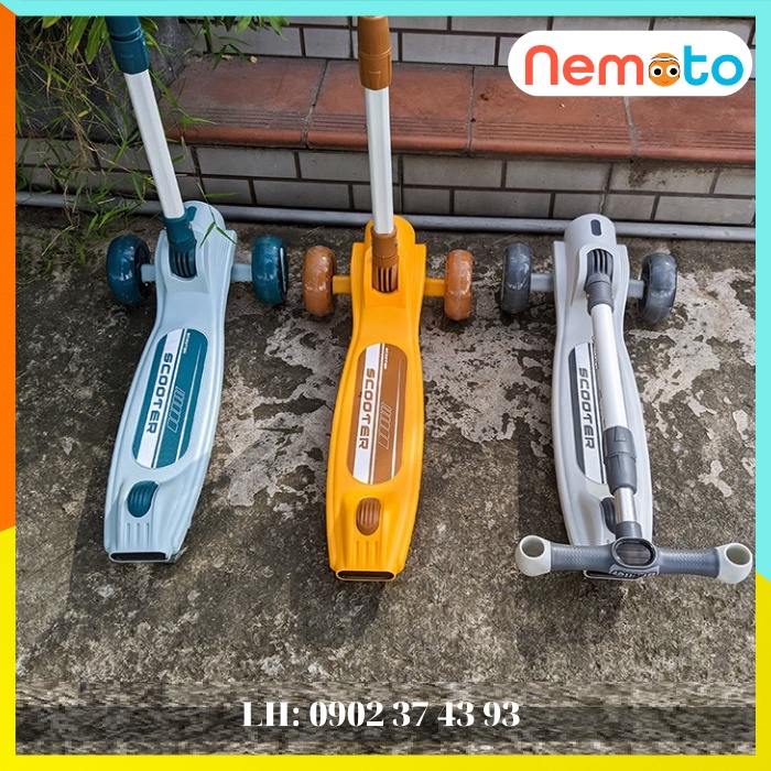 Xe trượt Scooter 3 bánh có đèn, nhạc cao cấp, tải trọng 60kg