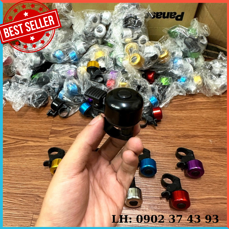 Chuông xe đạp nhôm mini kêu to gắn mọi xe đạp - nhiều màu