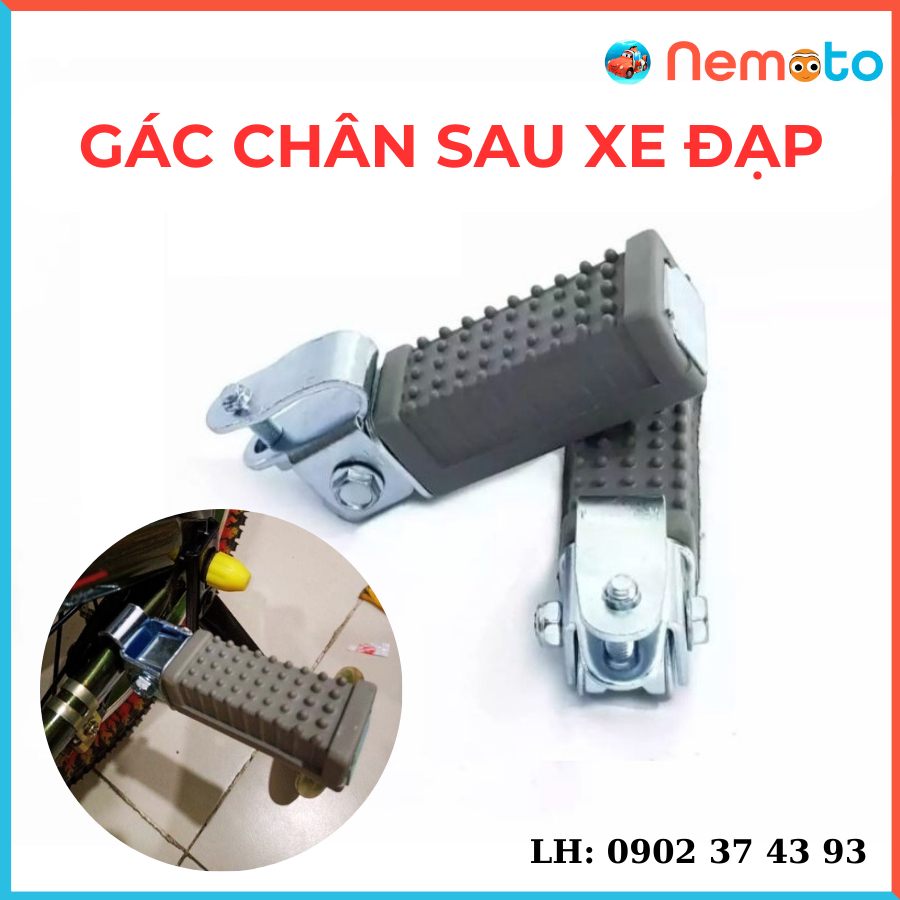 Gác chân sau xe đạp, xếp gọn, dày dặn, chắc chắn, chống trượt, bắt sườn xe