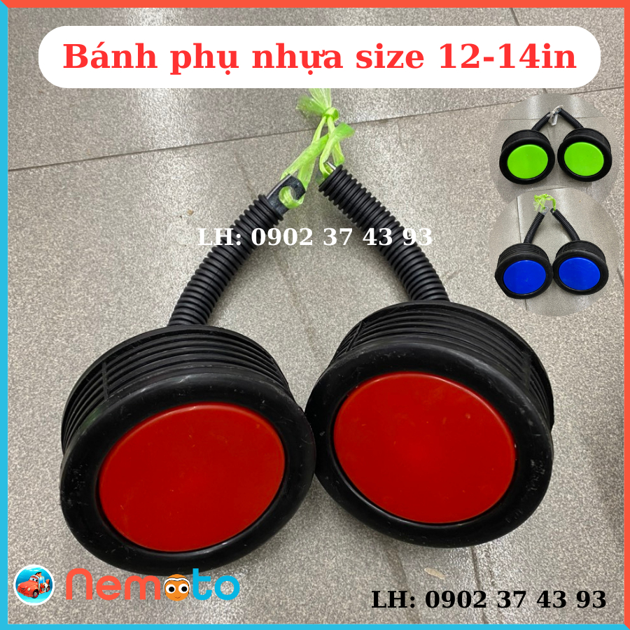 Bánh phụ xe đạp nhựa size 12 - 14in dễ dàng lắp ráp