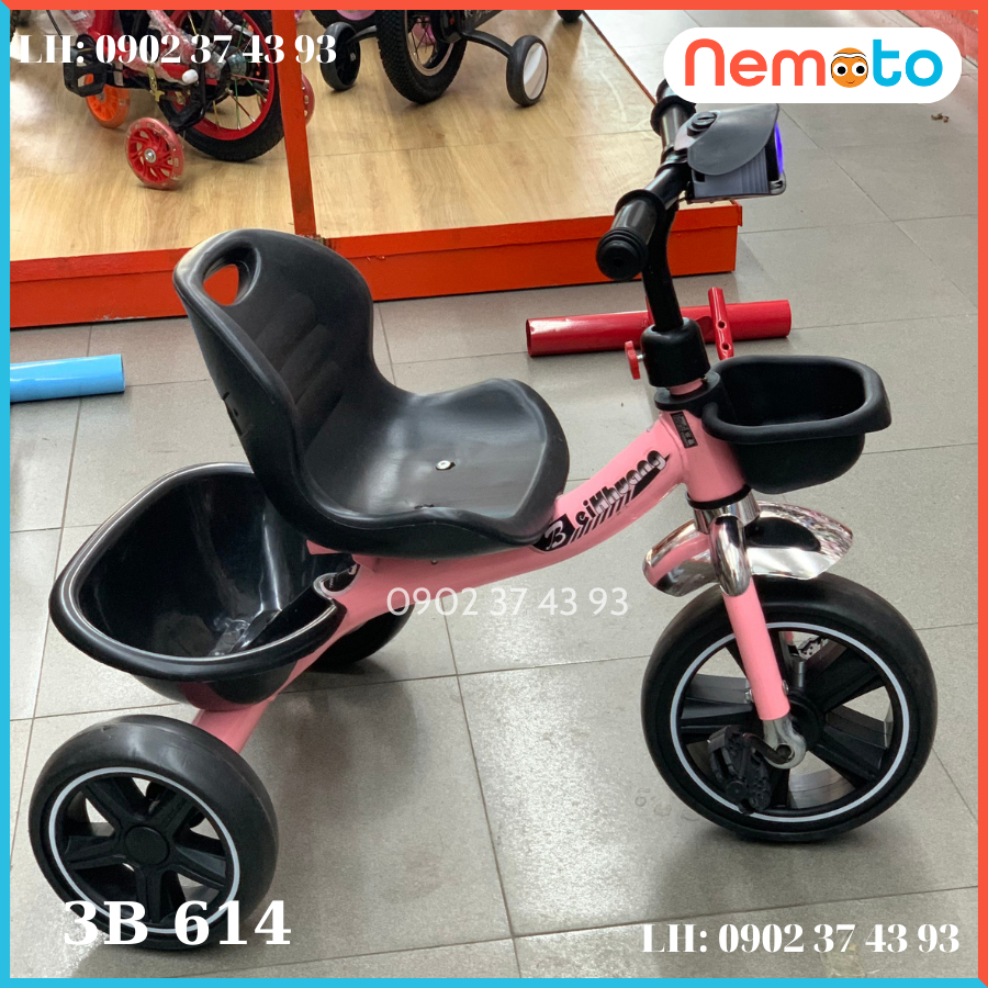 Xe Ba Bánh Khung Sườn Chắc Chắn Cho Bé 2-6 Tuổi - Có Đèn Nhạc Vui Nhộn 3B614