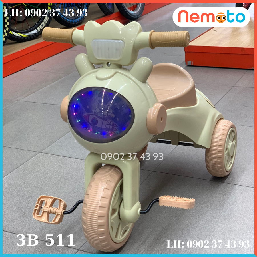 Xe Ba Bánh Đạp Gấp Gọn Siêu Đáng Yêu - Có Đèn, Nhạc 3B511