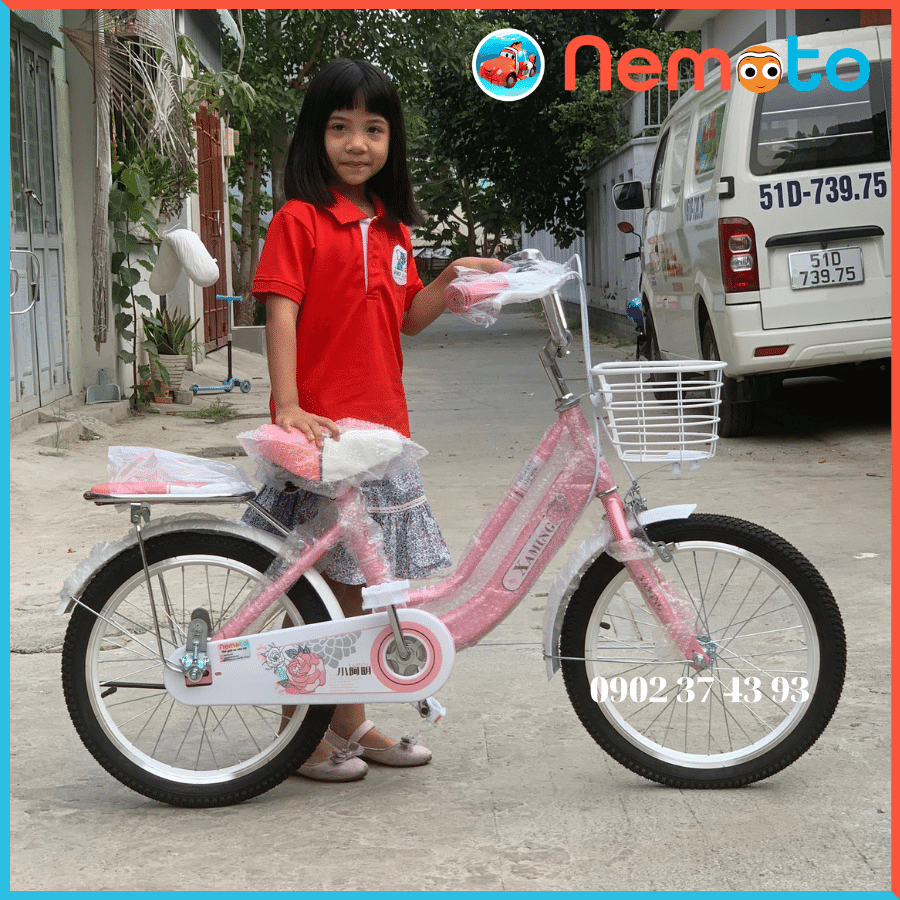 Xe đạp Trẻ Xaming 2 khung nữ hồng dễ thương Size 16 inch - Mã XM2