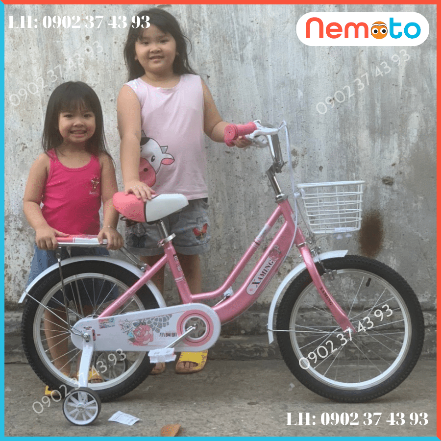Xe đạp Trẻ Xaming 2 khung nữ hồng dễ thương Size 16 inch - Mã XM2