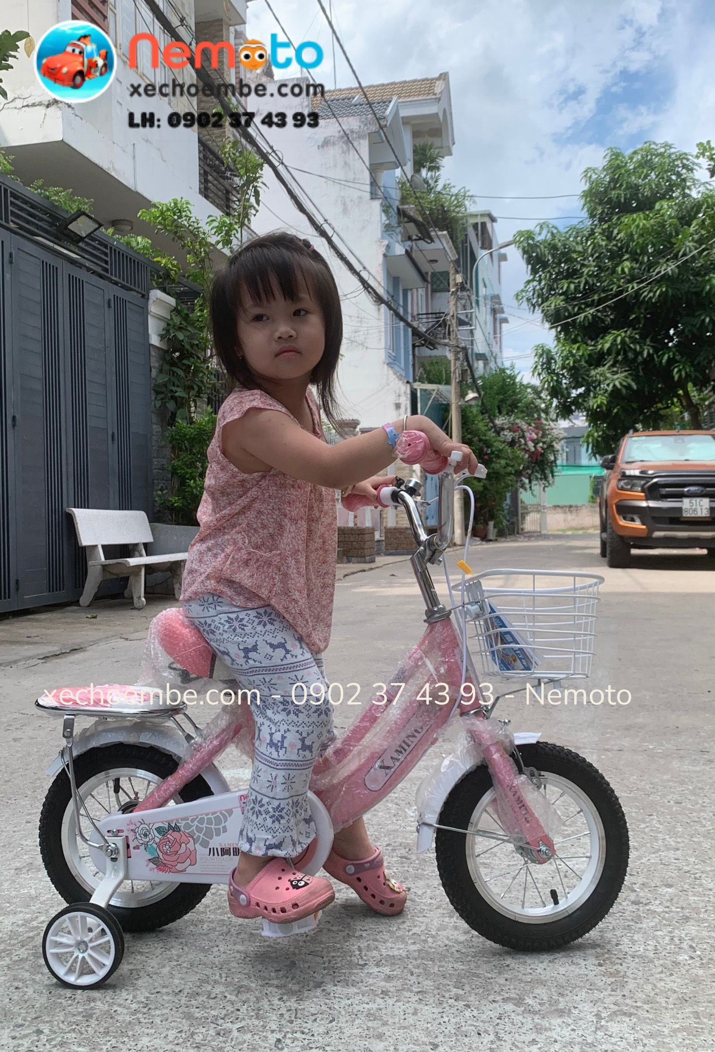 Xe đạp Trẻ Xaming 2 khung nữ hồng dễ thương Size 16 inch - Mã XM2
