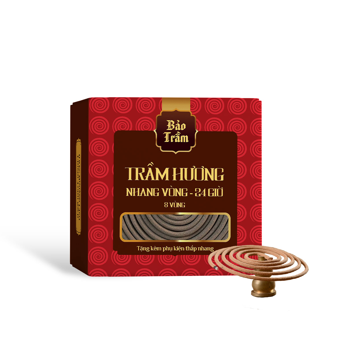 Nhang Khoanh Trầm Hương - Hộp Đỏ - 24 Giờ - 8 Khoanh
