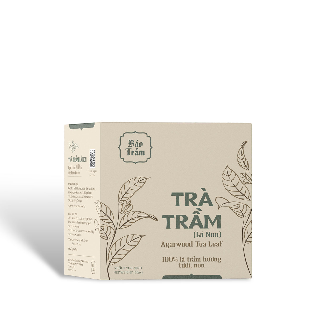Trà Trầm Hương Lá Non - Hộp Beige - 50 g
