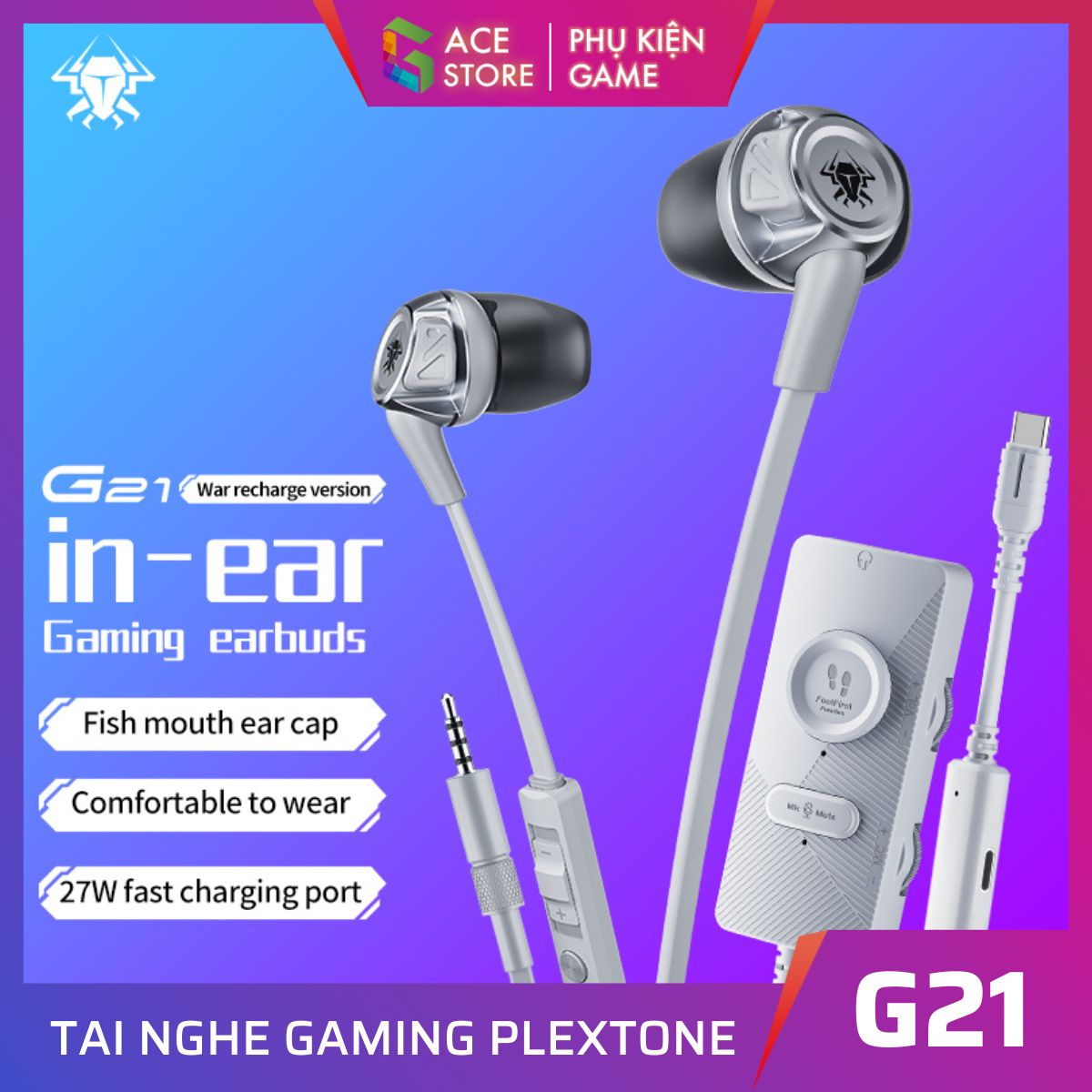 Plextone G21 | Tai nghe chơi game kèm Gaming Sound Card, mic rõ ràng, âm thanh sắc nét dành cho điện thoại, laptop, PC