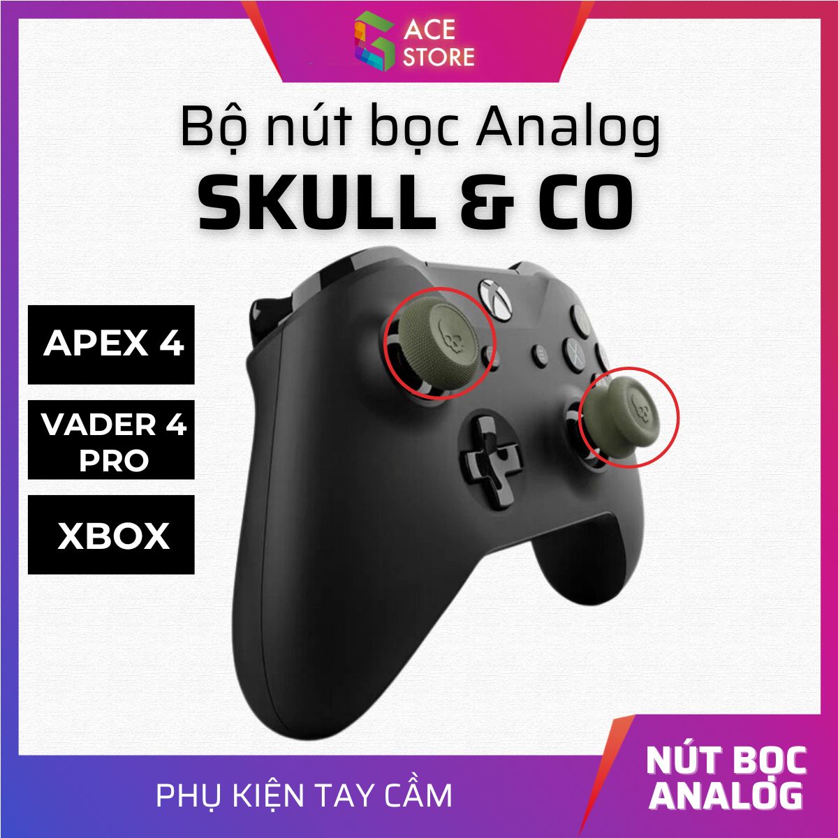 Bộ nút bọc Analog Skull & Co cho tay cầm Flydigi Apex 4 / Vader 4 Pro / Xbox  - Vỉ 3 cặp