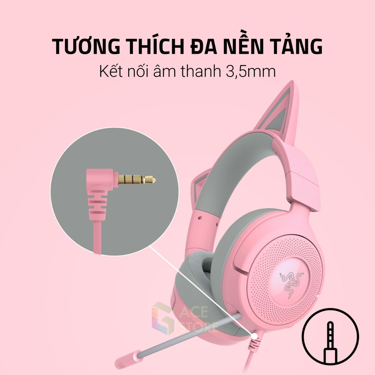 Razer Kraken Kitty V3 X – Tai Nghe Gaming Có Dây, Mic HyperClear, Âm Thanh 7.1, 3 Màu