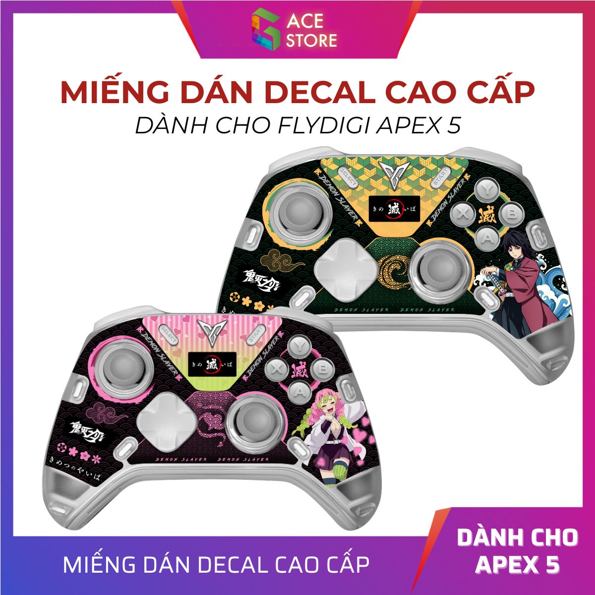 Miếng Dán Decal Cao Cấp Cho Flydigi Apex 5 Elite – EVA-01, EVA-02, MiKu, Wuchang, Demon Slayer, Zenless Zone Zero