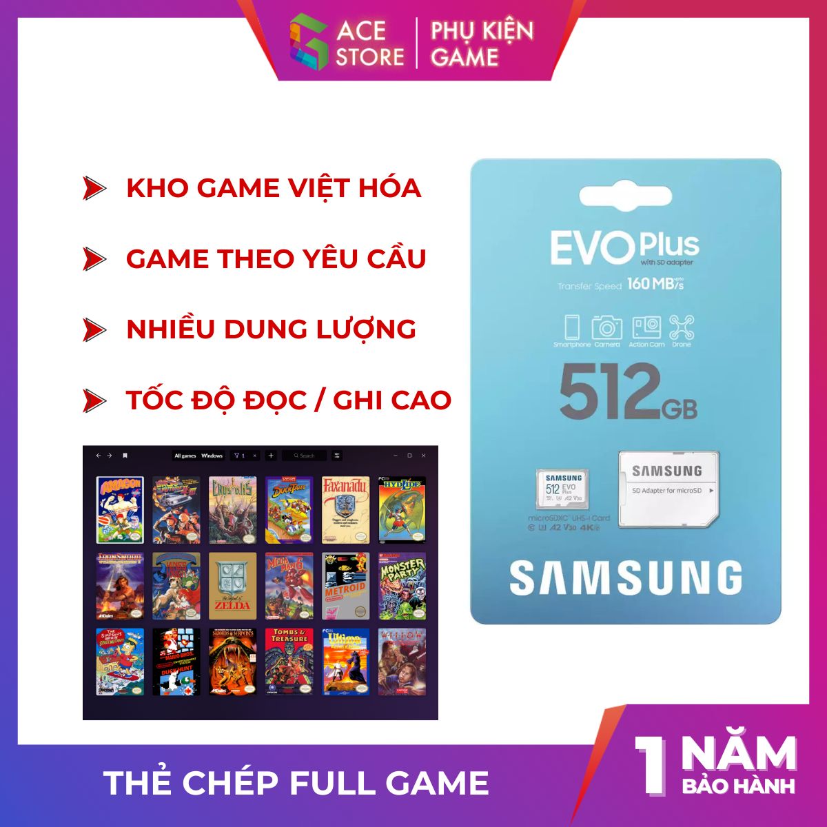 Thẻ nhớ chép full game giả lập retro, psp, ps2, nintendo, chép game theo yêu cầu